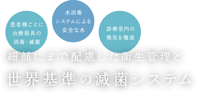 細部にまで配慮した衛生管理と世界基準の滅菌システム